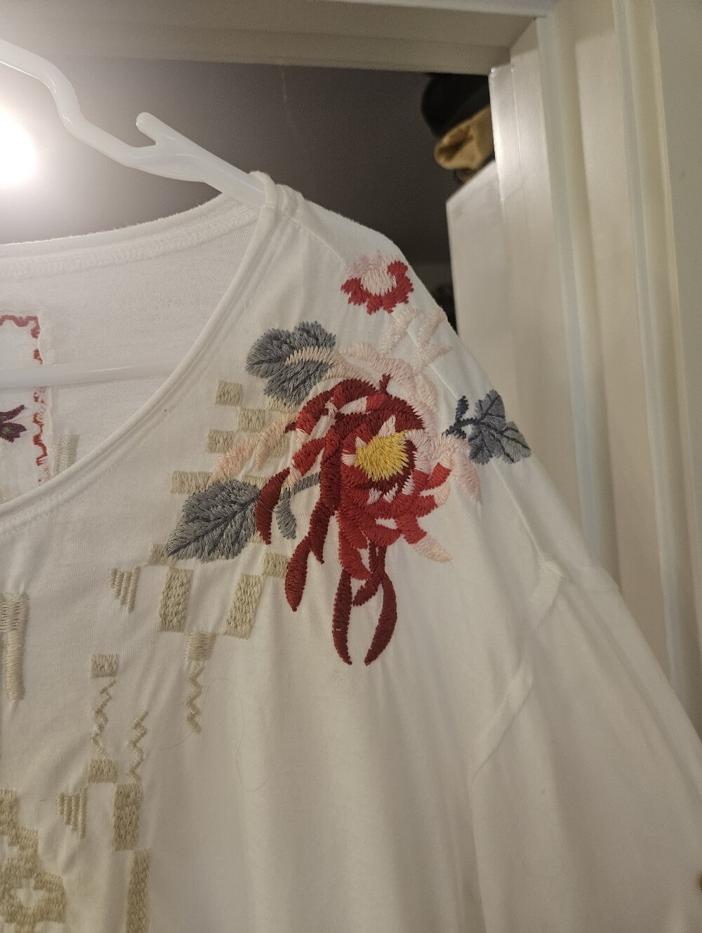Johnny Was Floral Embroidered  Sheer T Shirt- Medium - Picture 6 of 11